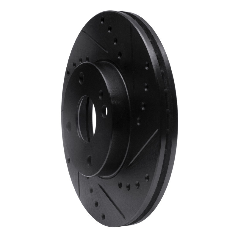 Ford Escort Brake Rotor (1) - Front Right - R1 Concepts - Drilled & Slotted - Black - `90-`03